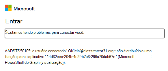 Erro do Powershell ao tentar autenticar com o MS Graph.