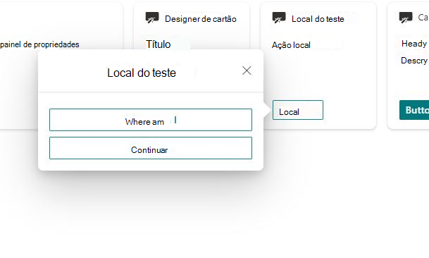 Captura de tela da ação de localização