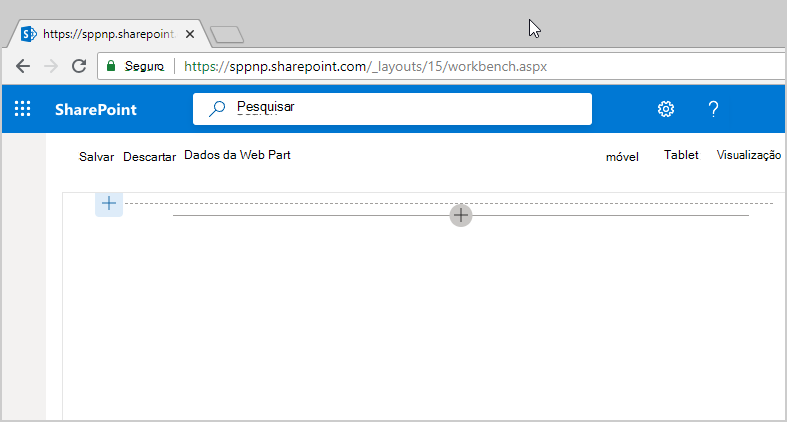 SharePoint Workbench sendo executado localmente