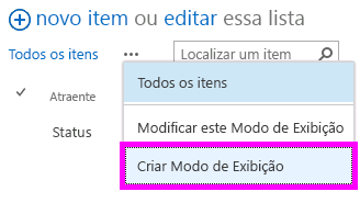 Menu Editar Caixa de Controle da lista do Microsoft Office SharePoint Online