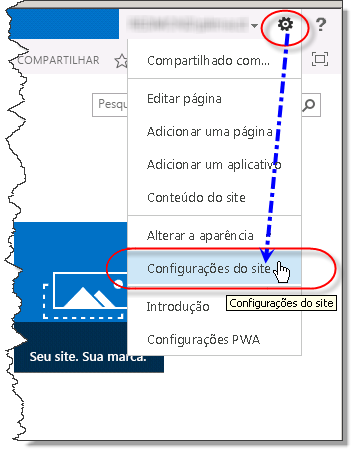 Menu Configurações