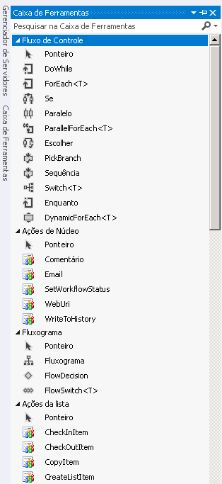Caixa de ferramentas do fluxo de trabalho