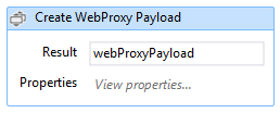 Captura de tela que mostra a caixa de diálogo da atividade Criar conteúdo WebProxy