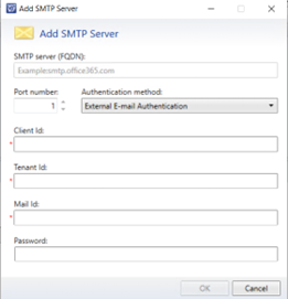 captura de tela de adicionar servidor SMTP.