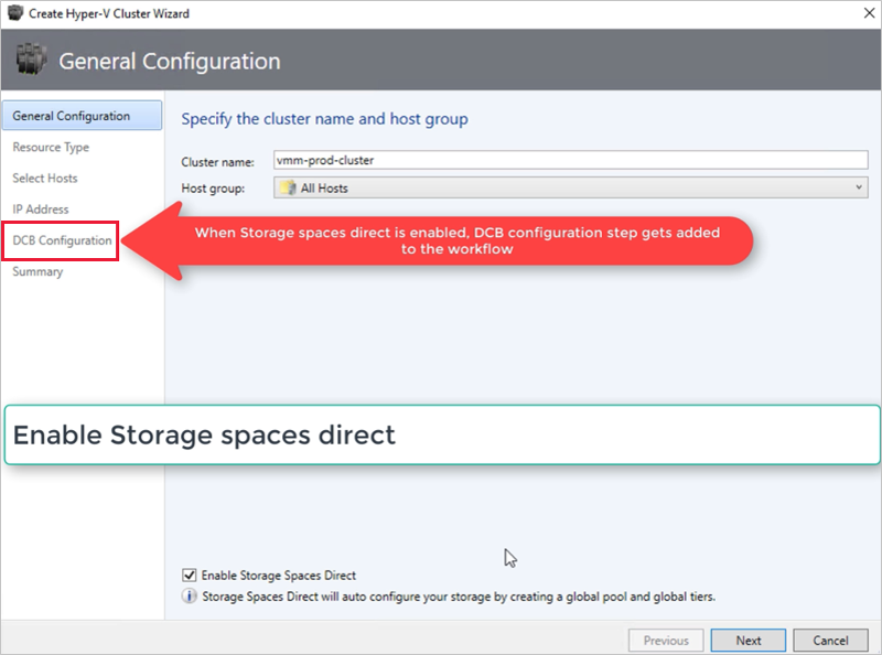 Captura de tela do cluster Hyper-V.