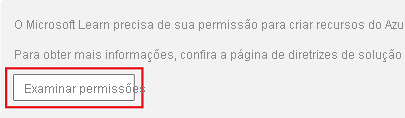 Captura de tela mostrando a área restrita com o botão Examinar permissões realçado.