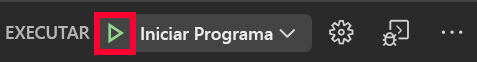 Screenshot of the Start debugging button in Visual Studio Code.