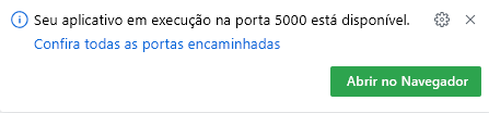 Captura de tela da mensagem de codespaces de encaminhamento de porta. 