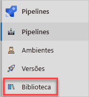 Captura de tela do menu do Azure DevOps realçando a opção Biblioteca em Pipelines.