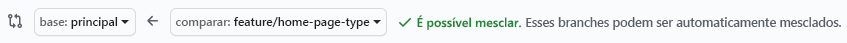 Captura de tela do GitHub confirmando que o branch pode ser mesclado.