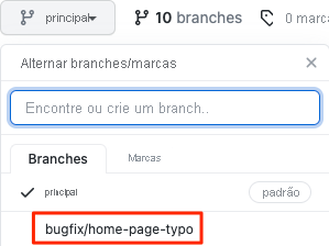 Captura de tela do GitHub mostrando o branch recém-enviado por push.