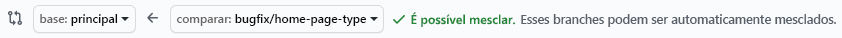 Captura de tela do GitHub confirmando que o branch pode ser mesclado.