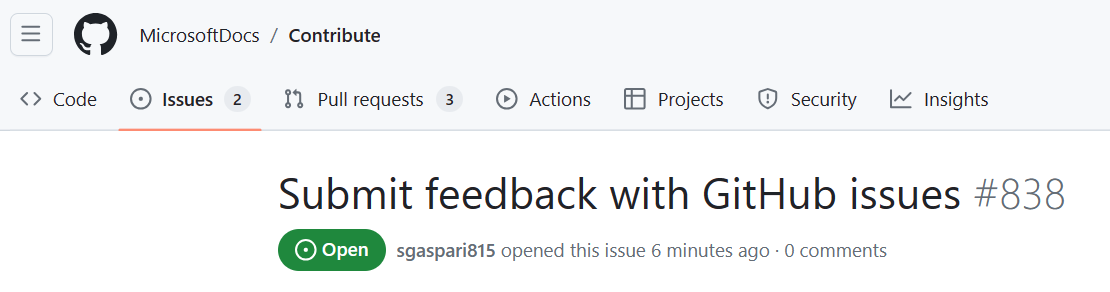 Captura de tela da guia problemas do GitHub em um repositório GitHub.