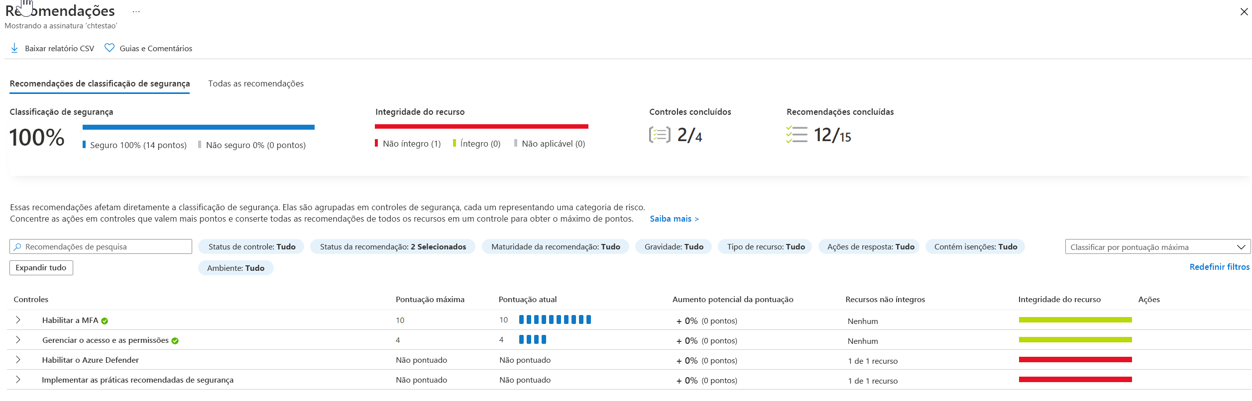 Captura de tela que mostra os detalhes de anomalia de segurança no Microsoft Defender para Segurança.