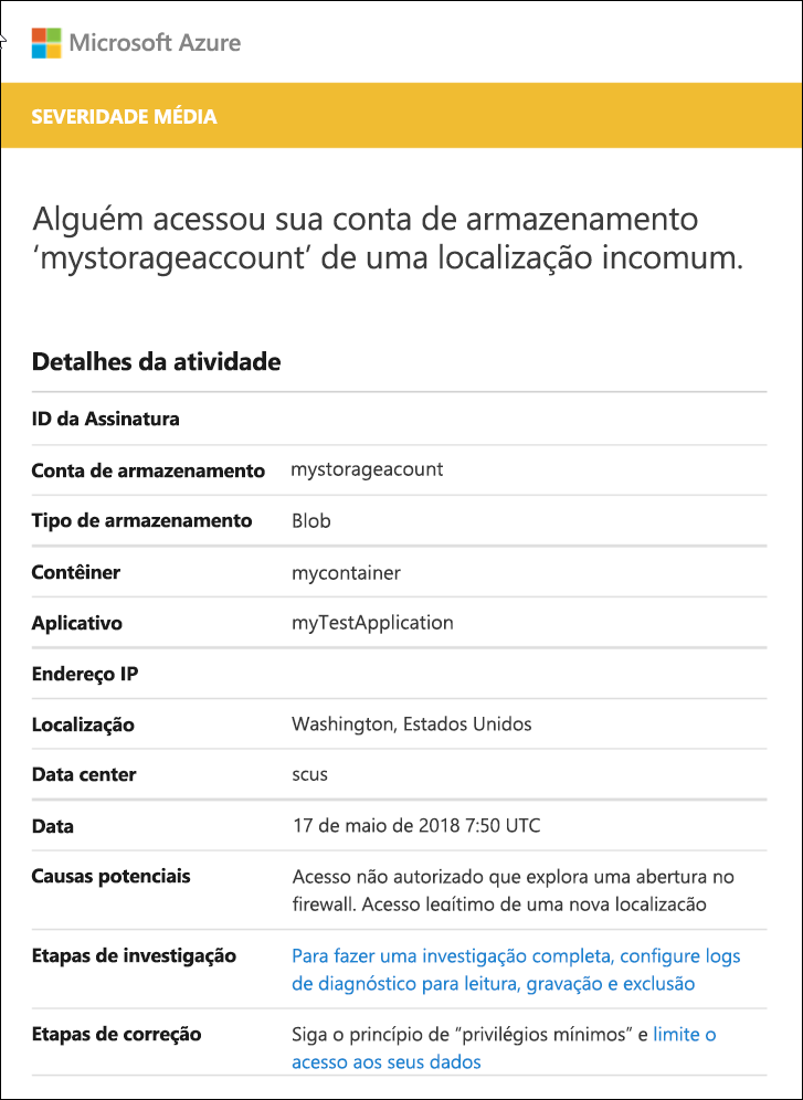 Captura de tela que mostra as anomalias de segurança no Microsoft Defender para Segurança.