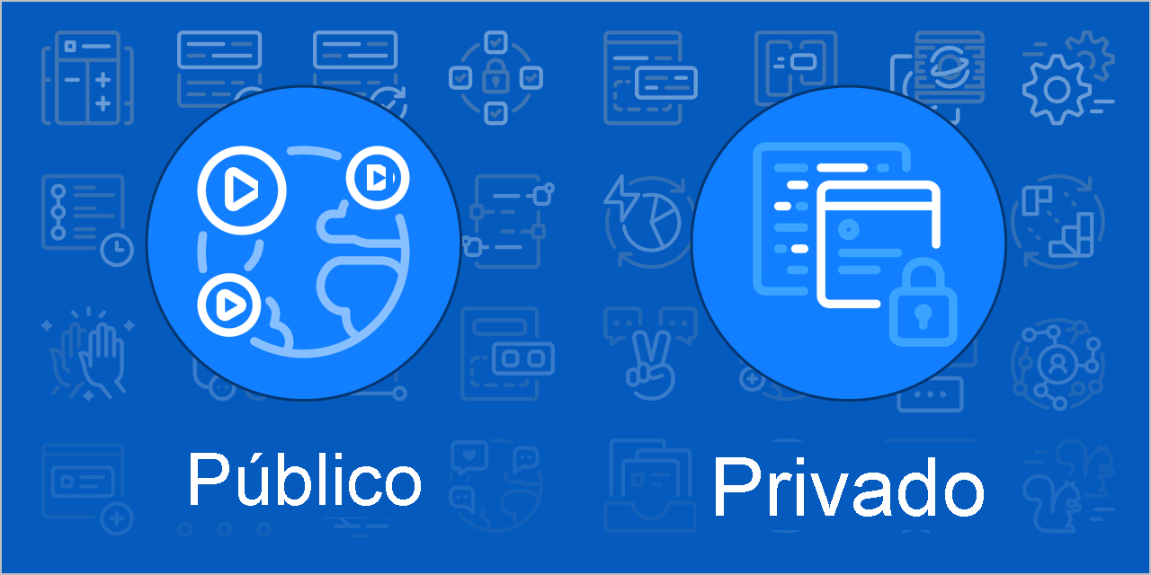 Diagrama que mostra as duas opções de visibilidade para uma ação: pública ou privada.