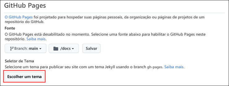 Escolher um tema do Jekyll.