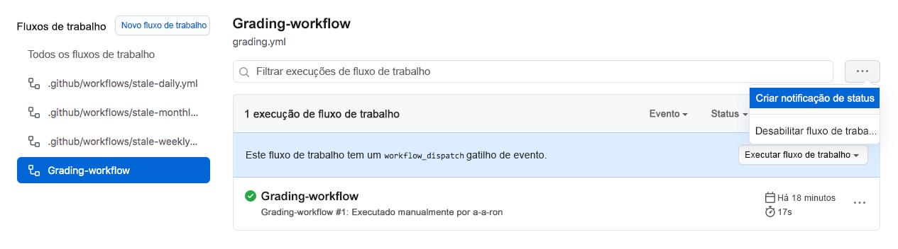 Captura de tela de desabilitação de um fluxo de trabalho no GitHub.