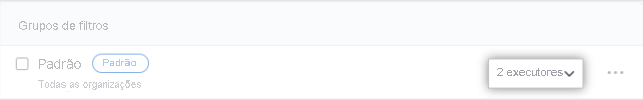 Captura de tela de um exemplo de grupo de executores com o menu suspenso em destaque.