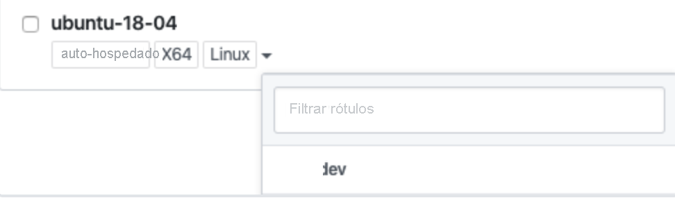 Captura de tela de um executor de exemplo com o menu de rótulo exibido.