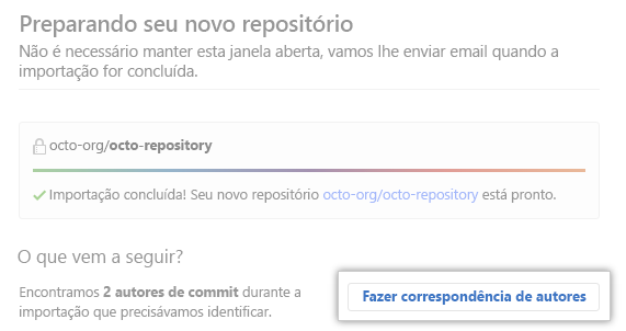 Captura de tela do botão Fazer a correspondência de autores.