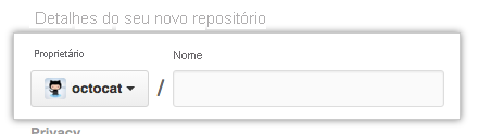 Captura de tela do novo nome do proprietário do repositório importado.