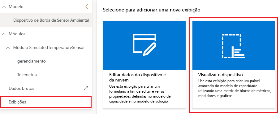 Captura de tela que mostra a visualização do bloco do dispositivo no modelo de dispositivo.