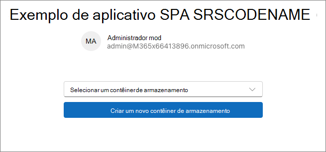 Captura de ecrã da aplicação React com um botão para iniciar a caixa de diálogo.