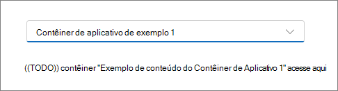 Captura de ecrã da aplicação React depois de selecionar um Contentor.