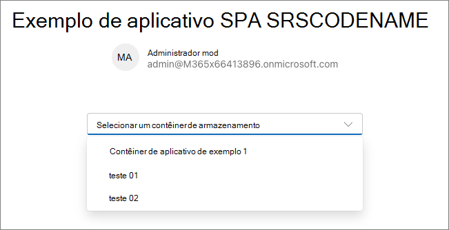 Captura de ecrã da aplicação React a listar todos os nossos Contentores.