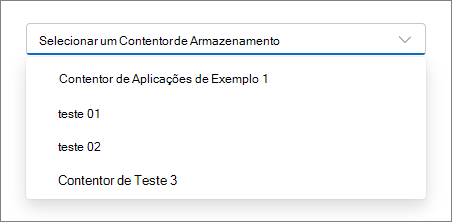 Captura de ecrã a mostrar o seletor atualizado com o nosso novo Contentor.