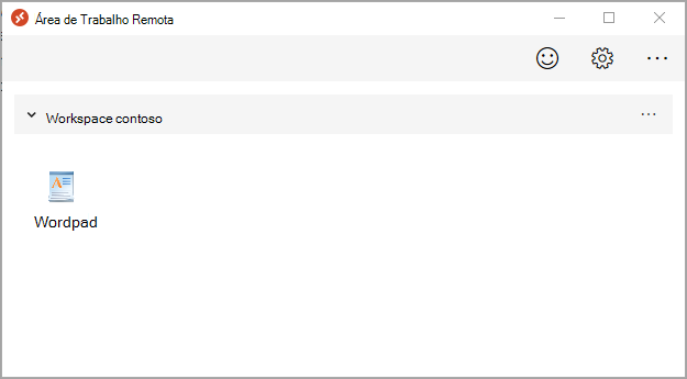 Captura de tela do espaço de trabalho da contoso com o aplicativo WordPad disponível.