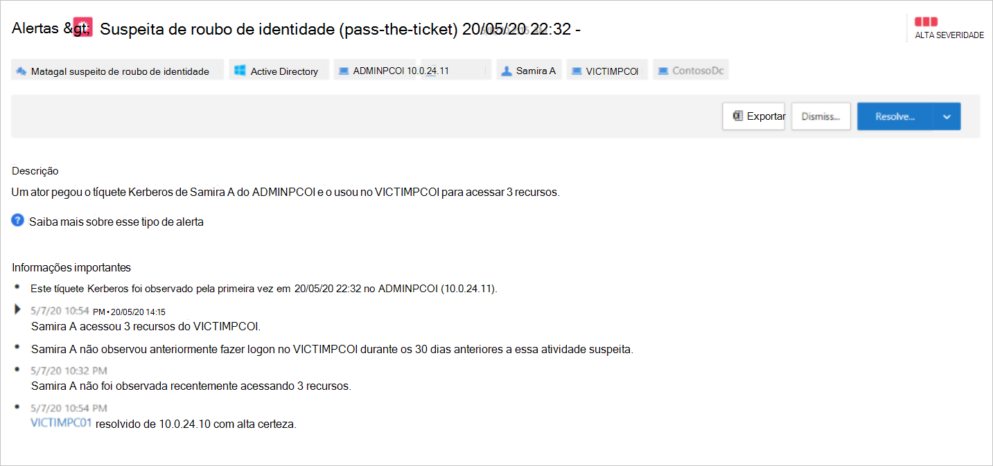 Mais informações sobre o alerta de transposição