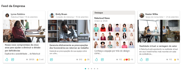 Captura de ecrã a mostrar Viva Connections Feed como a peça Web de ambiente de trabalho.