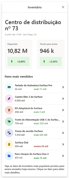 Captura de tela do cartão de inventário do cliente.