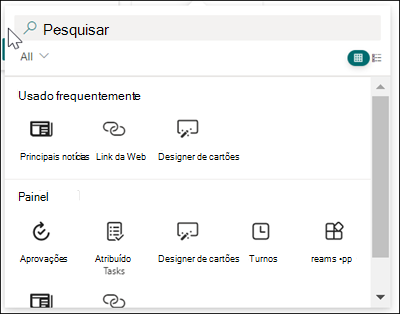 Captura de tela do cartão pré-configurado.