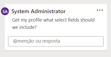 Captura de tela de um comentário, incluindo o título da etapa Obter meu perfil.