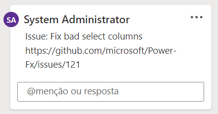 Captura de tela mostrando um comentário com um link para um item de trabalho.