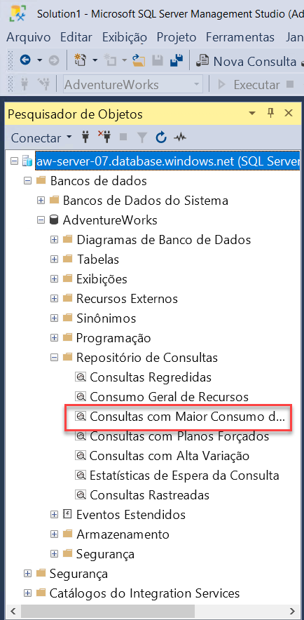 Captura de tela do Repositório de Consultas.