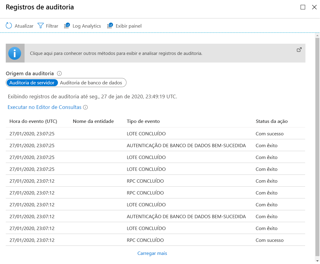 Screenshot of how to view audit records.