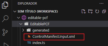 Captura de tela mostrando o arquivo XML de entrada do manifesto de controle.