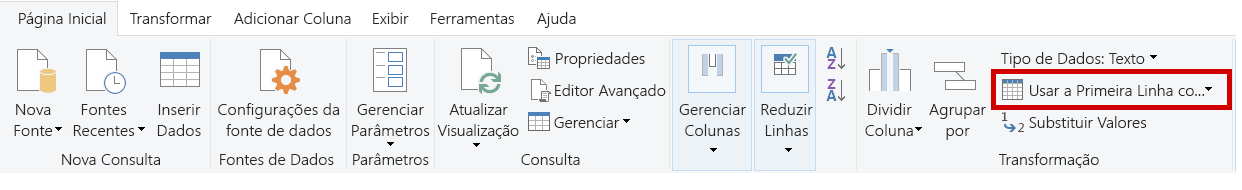 Usar a primeira linha como cabeçalho