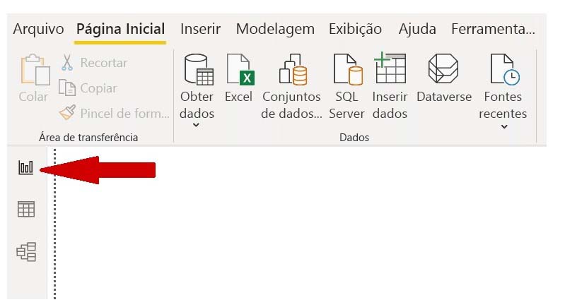 Três modos de exibição diferentes no Power BI Desktop