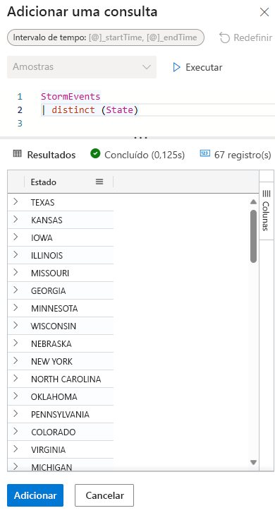 Screenshot of editing query for parameter.