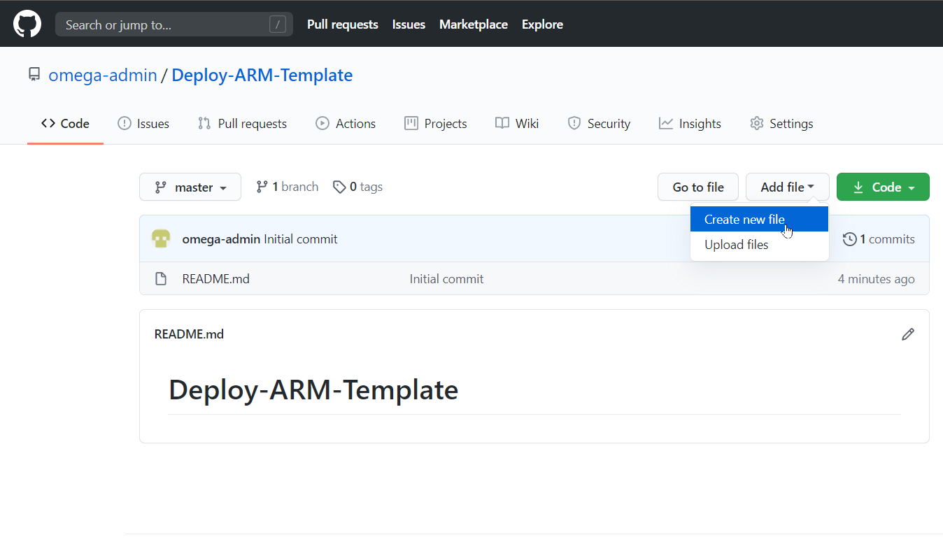 Captura de tela que mostra as seleções para adicionar um modelo ao repositório.