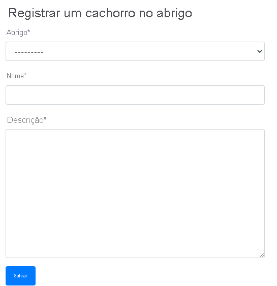 Captura de tela do formulário que usa o Bootstrap.