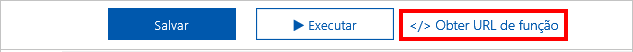 Captura de tela do portal do Azure mostrando um painel do Aplicativo do Functions com o botão Obter URL da função do aplicativo realçado.