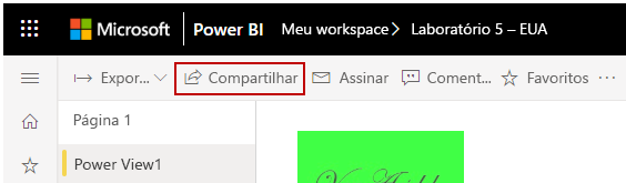 Captura de tela do link Compartilhar no serviço do Power BI.