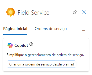 Captura de tela do Copilot no Field Service para criar automaticamente uma ordem de serviço com base em um email.