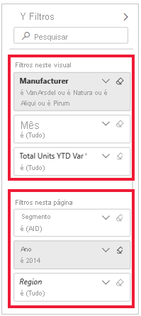 Captura de tela do painel Filtros com a opção 